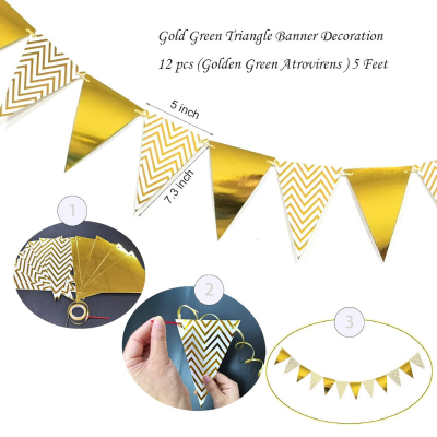 Hanging Party Flag Banner Premium Gold Party Bunting Flag Card Banner Garland 1 Set