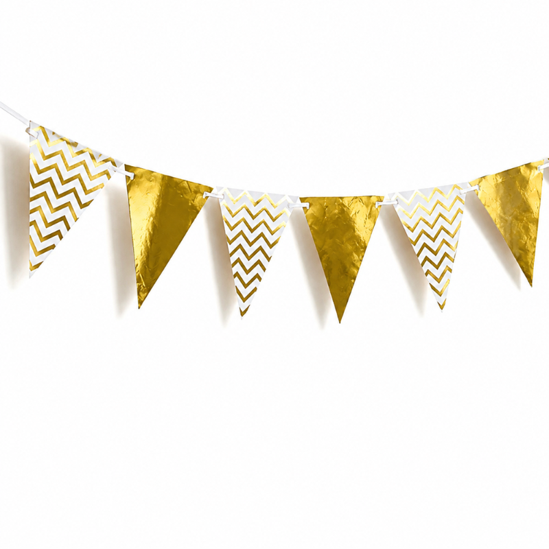 Hanging Party Flag Banner Premium Gold Party Bunting Flag Card Banner Garland 1 Set