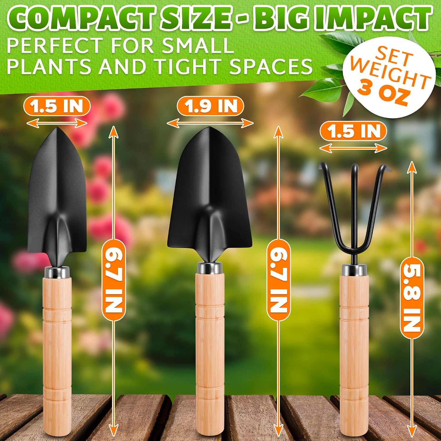 Picture of 3 Pcs of Garden Tool Set for Spade,showel,rake with Wooden Handle by Using The Garden Tools-Set