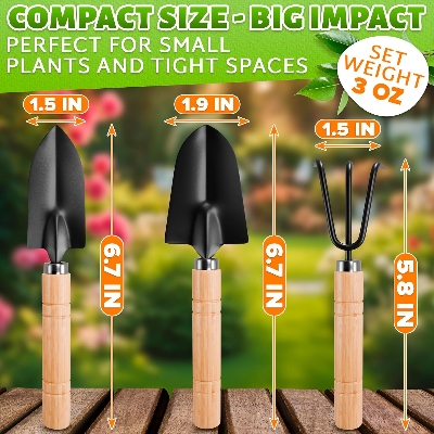 Picture of 3 Pcs of Garden Tool Set for Spade,showel,rake with Wooden Handle by Using The Garden Tools-Set