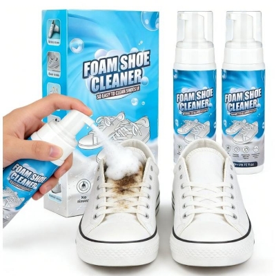 Picture of BIKI Shoes Foam Cleaner 200ml Kit | Multi-functional White Sneakers Cleaning Foam Spray with Brush & Microfiber Cloth