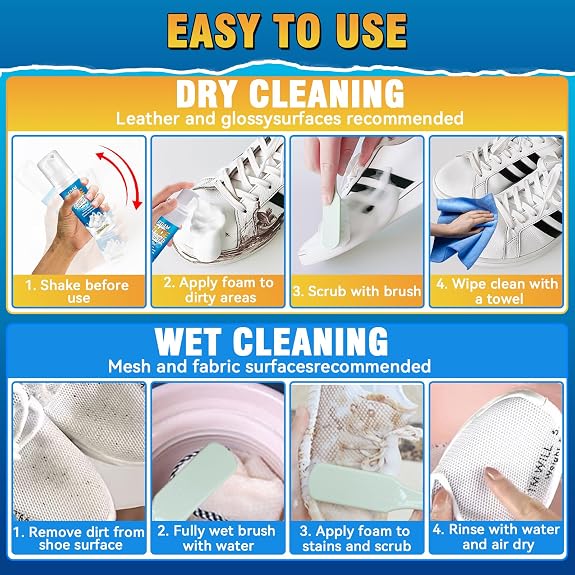 Picture of BIKI Shoes Foam Cleaner 200ml Kit | Multi-functional White Sneakers Cleaning Foam Spray with Brush & Microfiber Cloth