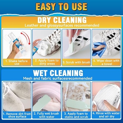 Picture of BIKI Shoes Foam Cleaner 200ml Kit | Multi-functional White Sneakers Cleaning Foam Spray with Brush & Microfiber Cloth