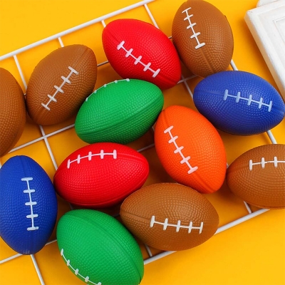 Picture of 12 piece Hand exercise rugby ball for relief from stress free Punch Ball , Squeeze ball soft ball - Multicolor