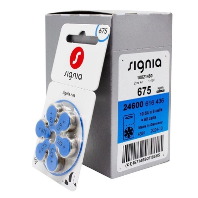 Picture of Signia Hearing Aid Battery Size 675, Pack of 60 Batteries - Multicolor - Int: One size