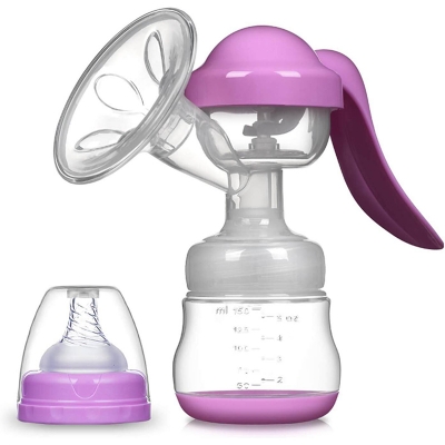 Picture of Adjustable Suction Silicone Hand Pump, Small Portable Milk Catcher Baby Feeding Pumps & Accessories - Purple - Int: One size