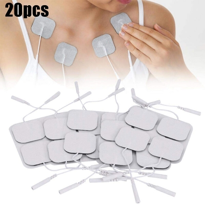Picture of 20 Pcs 2.0 MM TENS Machine Replacement Electrode Pads Self Adhesive 4CMX4CM Reusable - White - Int: One size