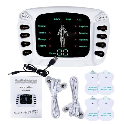 Picture of Electric Pulse Physiotherapy Massager Tens EMS Muscle Stimulator Acupuncture Therapy Body Massage Slimming Health Care Machine - White - Int: One size