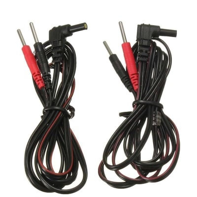 Picture of 2Pcs Replacement Electrode Lead Wires Standard Connect Cables Pin 2mm For Tens/Ems Massage Digital Electronic Therapy Machines - Black - Int: One size