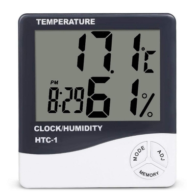 Picture of Indoor Room LCD Electronic Temperature Humidity Meter Digital Thermometer Hygrometer Weather Station Alarm Clock HTC-1 - White - Int: One size