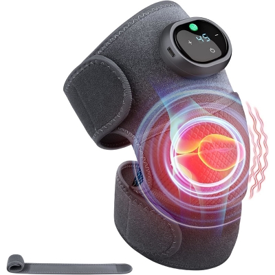 Picture of Knee Massager with Heat and Vibration Massage, Knee Brace Pain Relief for Joints Elbow Shoulder Ligament and Muscles Injuries, Two Adjustable Straps, Suit for Family Home - Multicolor - Int: One size
