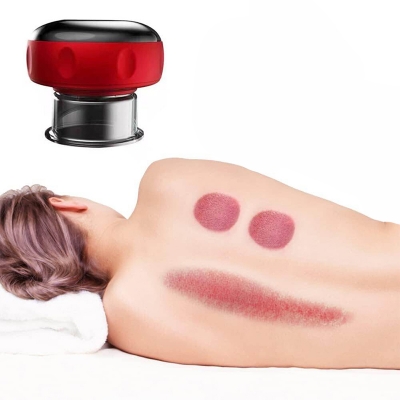 Picture of Intelligent Vacuum Cupping Massage Device Electric Heating Scraping Suction Cups Physical Fatigue Relieve Health Guasha Cans - Red - Int: One size