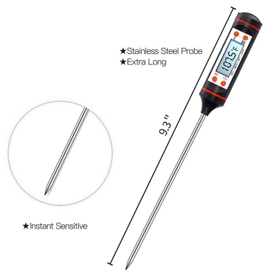 Picture of Electronic Digital BBQ Thermometer -50 To 300'C Instant Read Oven Thermometer Tools Probe Household Thermometer with Long Probe - White - Int: One size