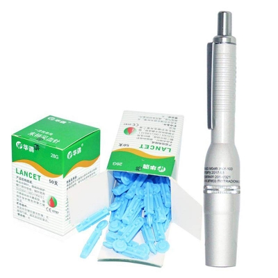 Picture of Stainless steel lancing pen with 50pis lancet point pen hijama cupping bloodletting pen acupuncture massage 3Pin - Int: One size