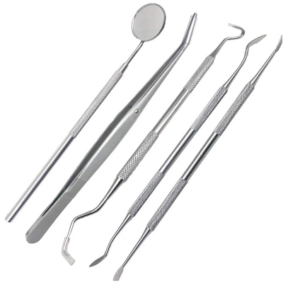 Picture of 5 pcs Dental Mirror Stainless Steel Dental Dentist Prepared Tool Set Tooth Care Kit - Int: One size