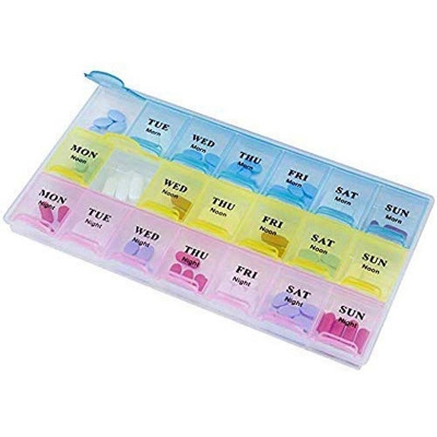 Picture of Homesoul Medicine Organizer Reminder Storage Box For 28 Days Or 4 Weeks, Pack Of 1 - Medicine Box - Multicolor - Int: One size