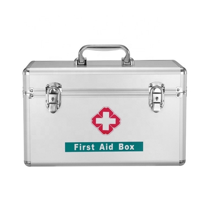Picture of Empty Portable Metal Aluminum First Aid Box Case for Clinic Hospital - Int: One size