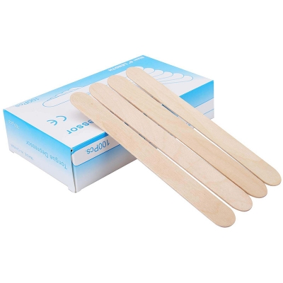 Picture of Tongue Depressors 100pcs, 6" Tongue Blades Wooden for Crafts Medical Popsicle Tattoo Non-Sterile - 200 gm - Int: One size