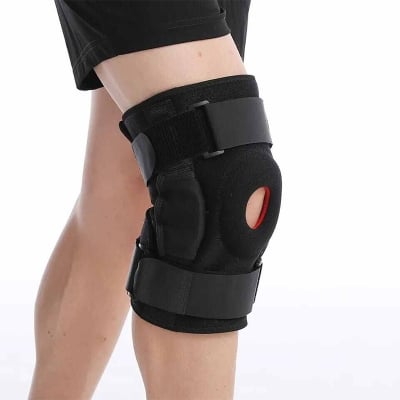 Picture of 1Pcs Knee Support Brace Adjustable Open Patella Knee Pad Protector Guard for Gym Workout Sports Arthritis Joint Pain - Black