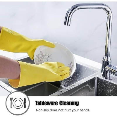 Picture of Rubber Reusable Heavy Duty Hand Gloves For Dishwashing, Gardening, Kitchen Cleaning Non-Slippery & Durable Long Elbow Length 1 Pair - Multicolor - Int: One size