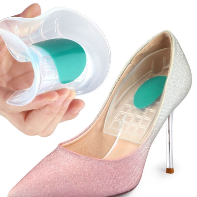 Picture of Heel Cups for Heel Pain Relief & Support Gel Cushion Shoe Inserts Shoe Insole Silicone Heel Protectors - Transparent