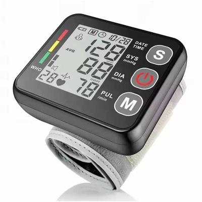 Picture of Wrist Blood Pressure Monitor Voice Medical Tonometer Backlit LCD Digital Sphygmomanometer Heart Rate Arrhythmia Pulse BP Monitor - Multicolor - Int: One size