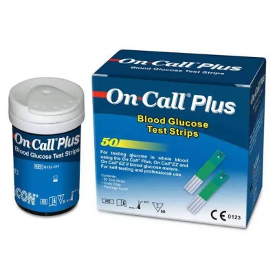 Picture of ON CALL PLUS Blood Glucose Test Strips 50 Pcs - Blue - Int: One size