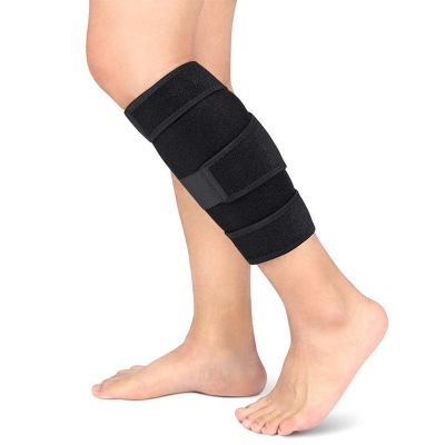Picture of Calf Brace Adjustable Shin Splint Support Sleeve Leg Compression Wrap for Pulled Calf Muscle Pain Strain Injury, Swelling, Fits Men and Women - Black - Int: One size