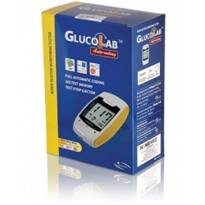 Picture of Glucolab Fully Automatic Blood Sugar Testing Glucometer Machine with 25 Strips - Int: One size