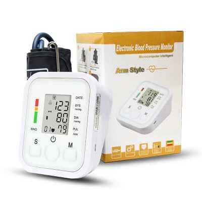 Picture of Digital Arm Blood Pulse Pressure Monitor Electric Tonometer Meter Health Care 99 Memory Sets Household Sphygmomanometer - White - Int: One size