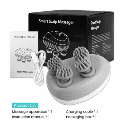 Picture of Electric Scalp Massager for Men Women, Handheld Cat Dog Pet Head Massager with 4 Massage Heads, 3 Speeds, Waterproof Massager for Soothing Muscles Joints, Hair Growth & Stress Relax - 350 gm - Int: One size