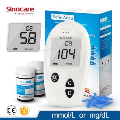 Picture of Sinocare Accu Blood Glucose Meter & Test Strips & Lancets Glucometer Kit Diabetic Blood Sugar Meter Diabetes Tester - White - Int: One size