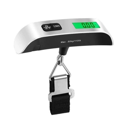 Picture of 1pcs Portable Scale Digital LCD Display 110lb/50kg Electronic Luggage Hanging Suitcase Travel Weighs Baggage Bag Weight Balance - Silver - Int: One size