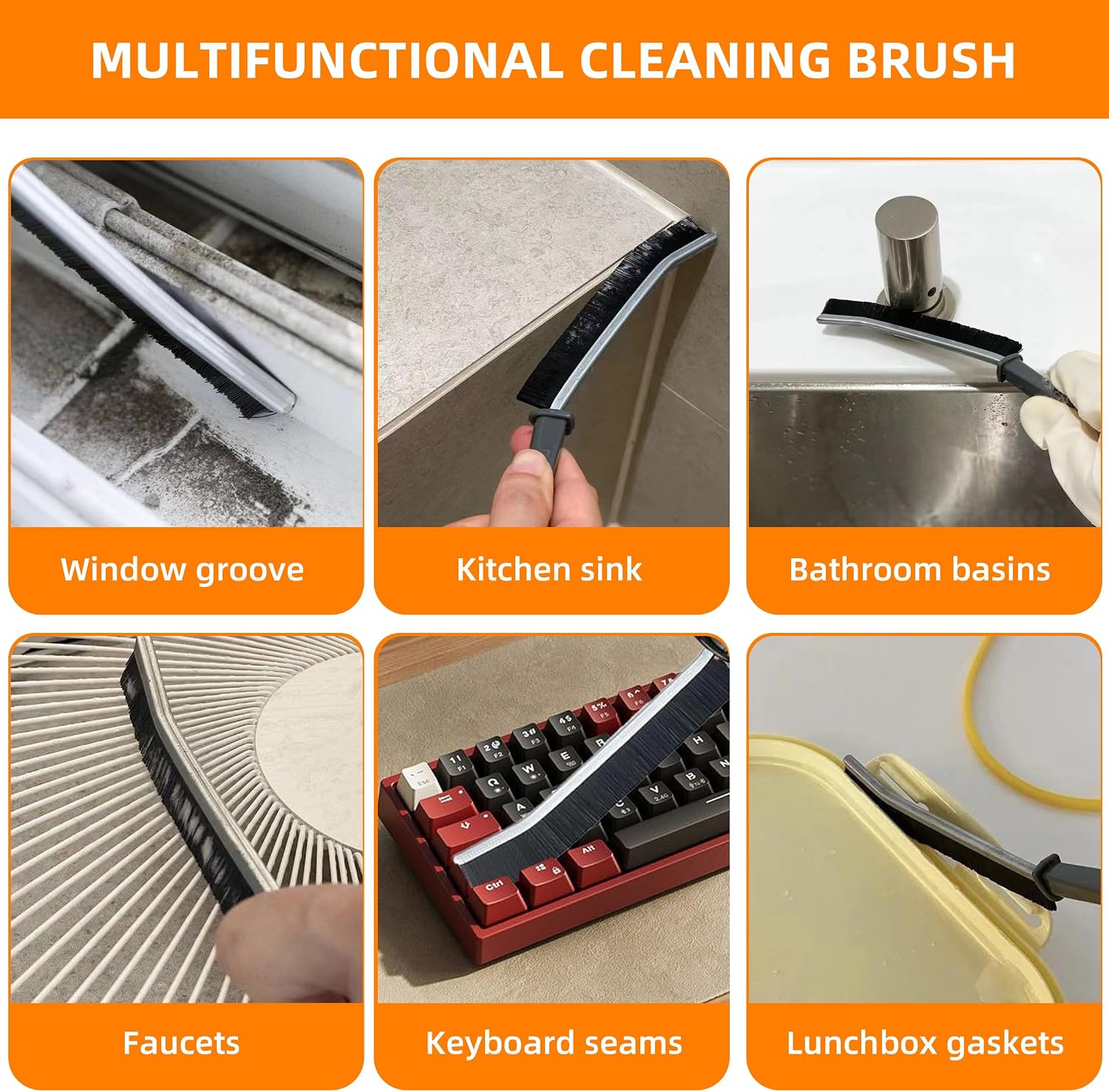 Picture of Grout Cleaning Brush Durable Hard Bristle Scrubber for Tile Gaps, Shower, Floor, Toilet & Kitchen Corners -2 pcs combo