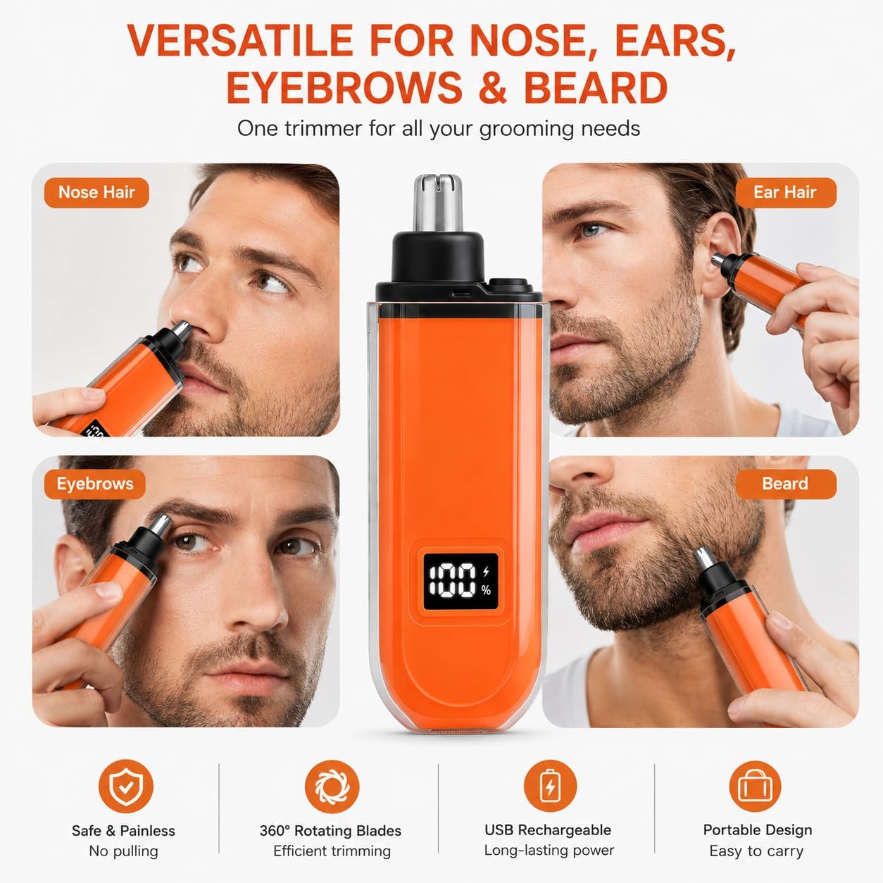 Picture of Nose Trimmer Portable Ear Nose Hair Trimmer Clipper with Digital Display Face Eyebrow Beard Shaver ,Nose/Ear Hair Remover - 1pcs
