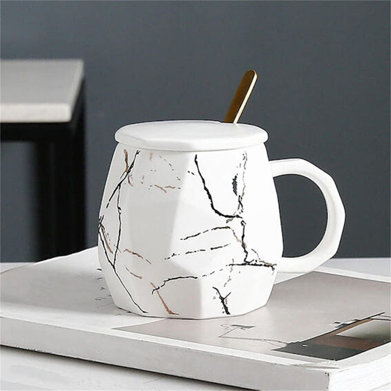Picture of Jime shops open your mind coffee or tea cup with ceramic lid and spoon, 350 ml, black,pink & white (White)