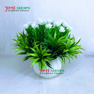 Picture of Artificial Flowers & plants in plastic vases --15-17 cm - Home Decoration Item, Jime shops Flowers (Green)