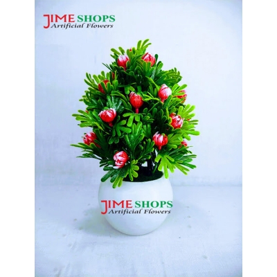 Picture of Artificial flower and plants in plastic vases--Bonsai 11.5inc/29cm For Table Or Corner Decoration - Home Decoration Item (Red Cherry)