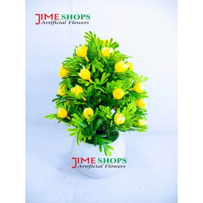 Picture of Artificial flower and plants in plastic vases--Bonsai 11.5inc/29cm For Table Or Corner Decoration - Home Decoration Item (Yellow Red)