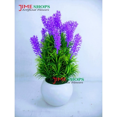 Picture of Artificial Table tob variety Flower With Green Leaves In Plastic Vases 11inc, Jime shops flowers & plants for home decoration (Green Violet Bonsai.)