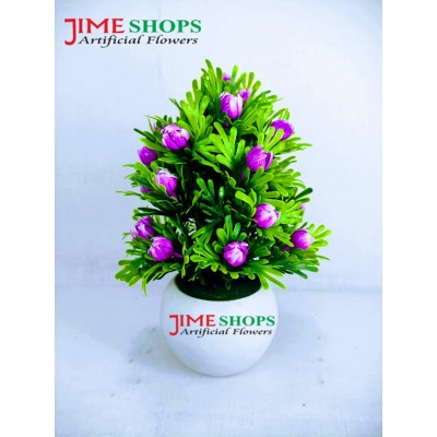 Picture of Artificial Table tob variety Flower With Green Leaves In Plastic Vases 11inc, Jime shops flowers & plants for home decoration (Pink & Violet Mix)