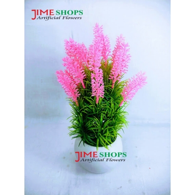 Picture of Artificial Table tob variety Flower With Green Leaves In Plastic Vases 11inc, Jime shops flowers & plants for home decoration (Pink Bonsai)