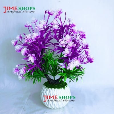 Picture of Artificial Table tob variety Flower With Green Leaves In Plastic Vases 11inc, Jime shops flowers & plants for home decoration (2 Head Red S.F)