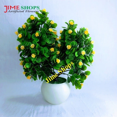 Picture of Artificial Table tob variety Flower With Green Leaves In Plastic Vases 11inc, Jime shops flowers & plants for home decoration (2 Head Pudina Purple)