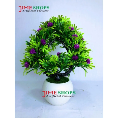 Picture of Artificial Table tob variety Flower With Green Leaves In Plastic Vases 11inc, Jime shops flowers & plants for home decoration (Green Yellow Bonsai.)