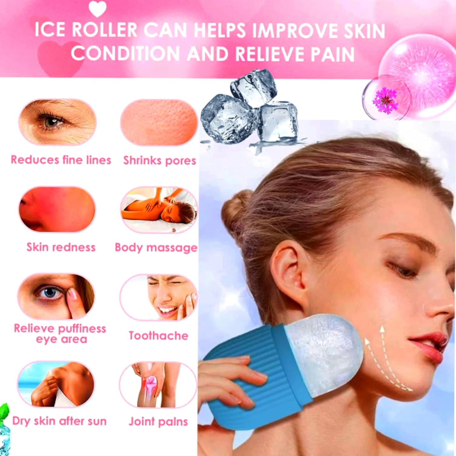 Picture of Ice Roller for Neck, Face & Eyes Massager, Face and Eye Puffiness - 1pcs