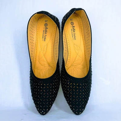 Picture of Ladies full shoe upper with an iconic Stone design, Ladies full shoes (Deep Black,EU:36)