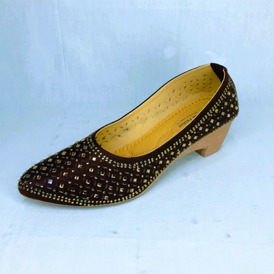Picture of Ladies full shoe upper with an iconic Stone design, Ladies full shoes (Chocolate,EU:39)