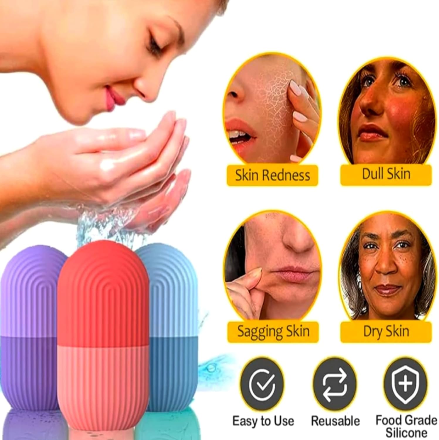 Picture of Ice Roller for Neck, Face & Eyes Massager, Face and Eye Puffiness - 1pcs