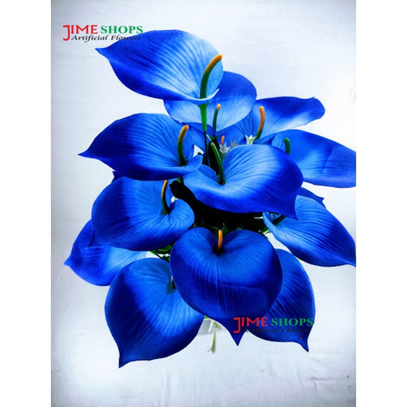 Picture of Artificial Flower & Plant 40 Cm, Multi Color Leaves Flower In Plastic Vases For Home Decorator - Home Decoration Item - artificial flower (18 Lily Blue Valvet)